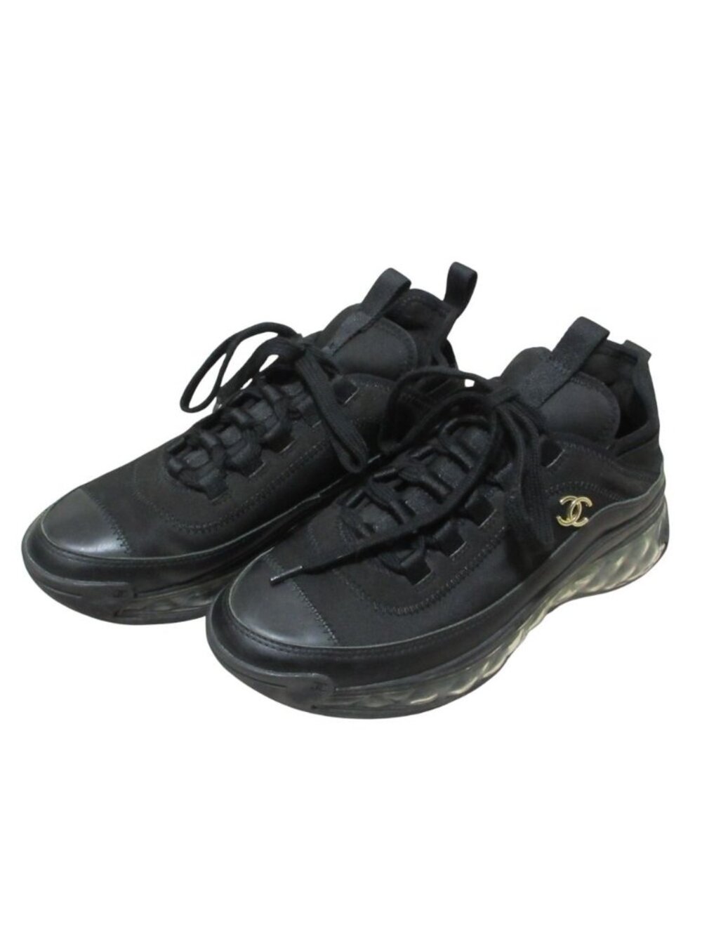 Chanel Clear Quilted CC Logo Sneakers Black Spring Summer Fall Winter